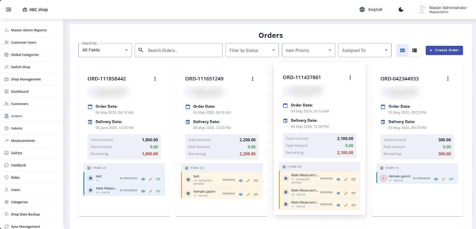 eKhayat order tracking with status labels