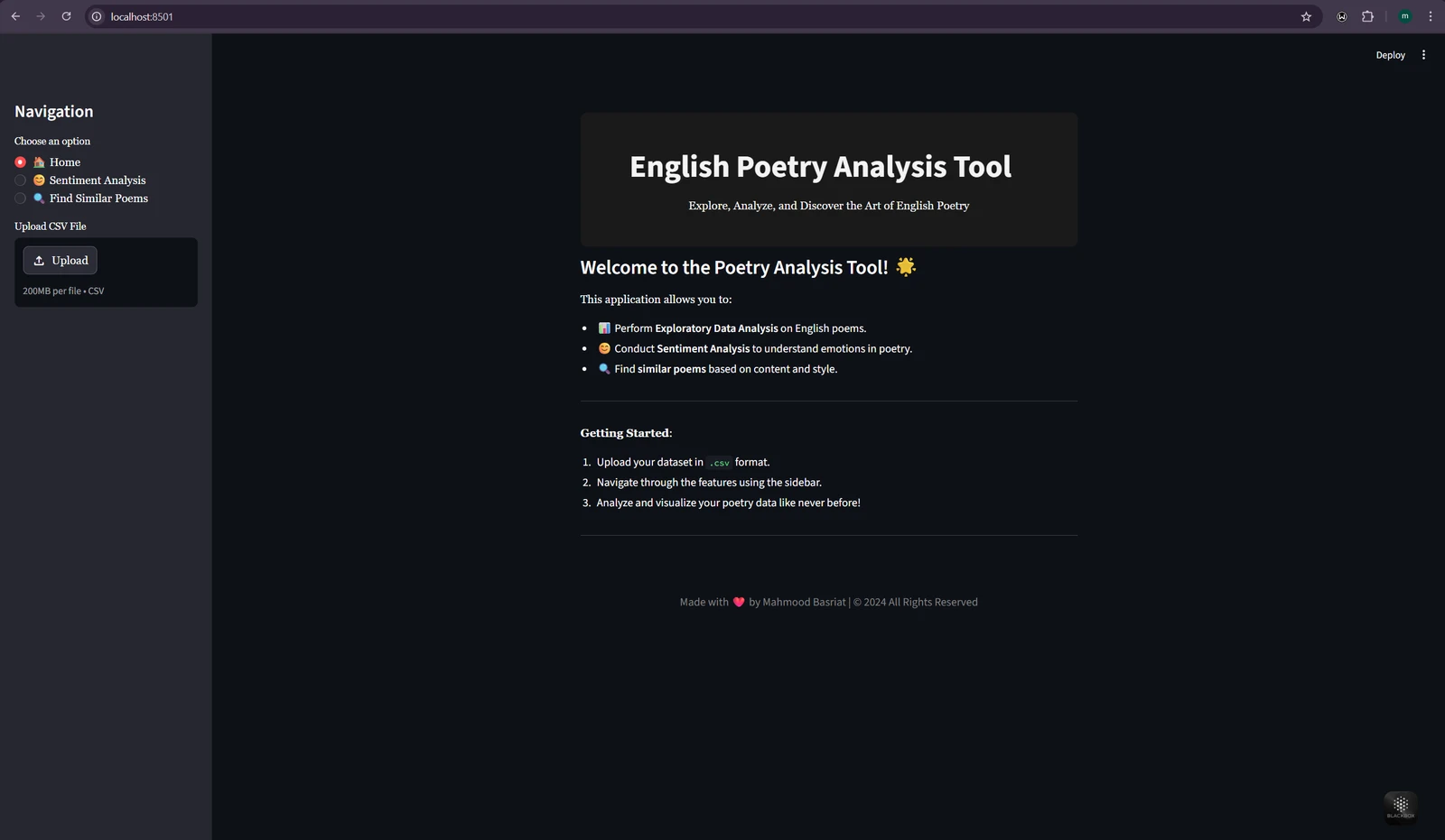 English Poetry Analysis Tool desktop application